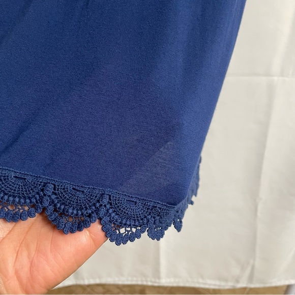 Elle Blue Small Lace Hem Short Sleeve Top Crisscross Festival Summer Backless - Picture 2 of 6